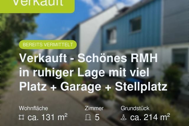 Nicht mehr verfügbar: Verkauft – Schönes RMH in ruhiger Lage mit viel Platz + Garage + Stellplatz