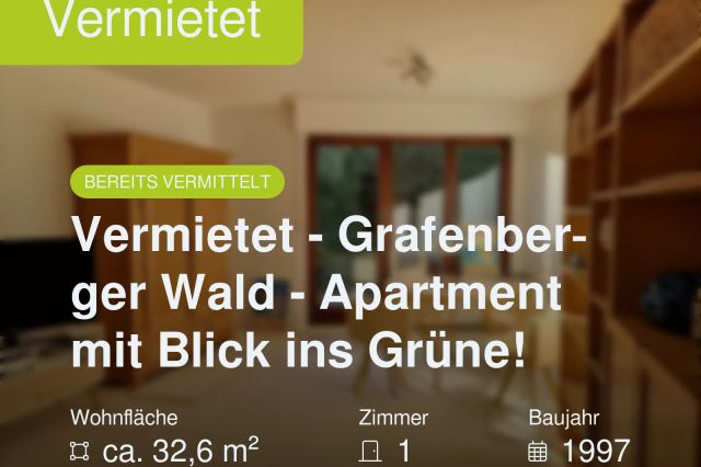 Nicht mehr verfügbar: Vermietet – Grafenberger Wald – Apartment mit Blick ins Grüne!