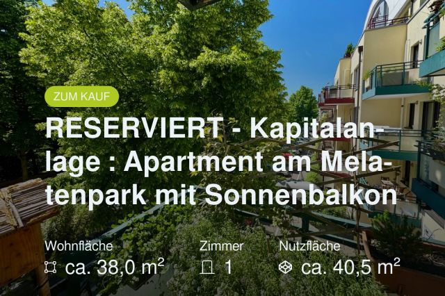 Neu im Angebot: RESERVIERT – Kapitalanlage : Apartment am Melatenpark mit Sonnenbalkon