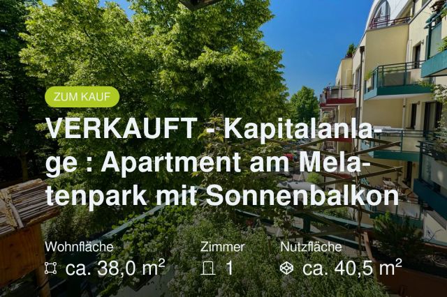 Neu im Angebot: VERKAUFT – Kapitalanlage : Apartment am Melatenpark mit Sonnenbalkon