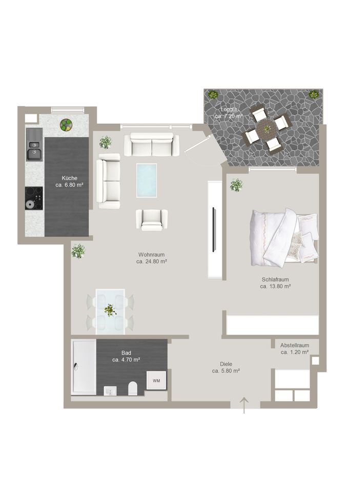Grundriss Gartenwohnung