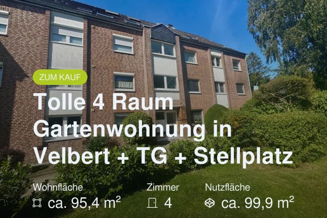 Neu im Angebot: Reserviert – Tolle 4 Raum Gartenwohnung in Velbert + TG + Stellplatz