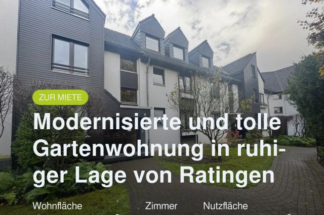 Neu im Angebot: Modernisierte und tolle Gartenwohnung in ruhiger Lage von Ratingen