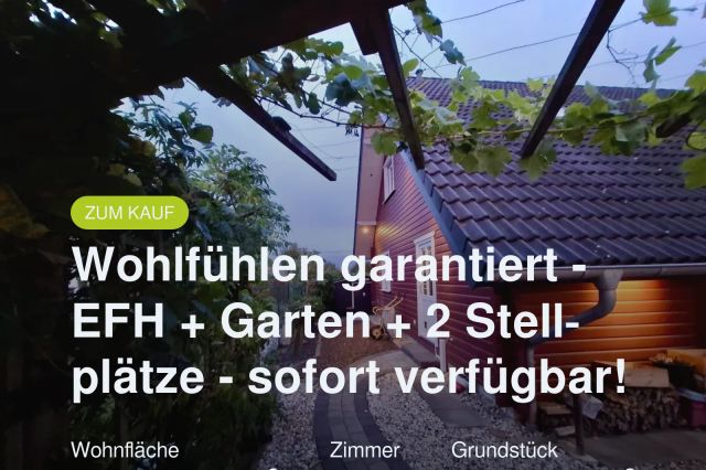 Neu im Angebot: Wohlfühlen garantiert – EFH + Garten + 2 Stellplätze – sofort verfügbar!